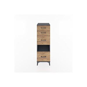 Hyperion Dolap Tek Raflı 4 Çekmeceli 44x44x134 Antrasit-çam