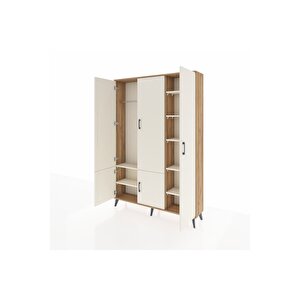 Arges Gardrop 7 Raflı 5 Kapaklı Tek Askılı 132x30x195 Çam-aytaşı