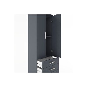 Hyperion Dolap 2 Raflı 3 Çekmeceli 2 Kapaklı 60x44x182 Antrasit-antrasit