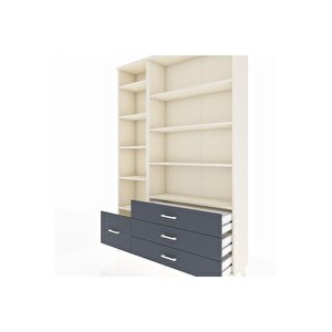 Arges Dolap 9 Raflı 4 Çekmeceli  132x30x195 Aytaşı-aytaşı/antrasit