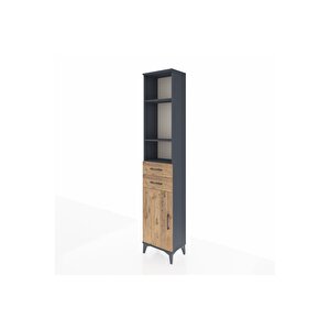 Arges Dolap 4 Raflı 2 Çekmeceli Tek Kapaklı 44x30x221 Antrasit-çam