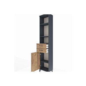 Arges Dolap 4 Raflı 2 Çekmeceli Tek Kapaklı 44x30x221 Antrasit-çam