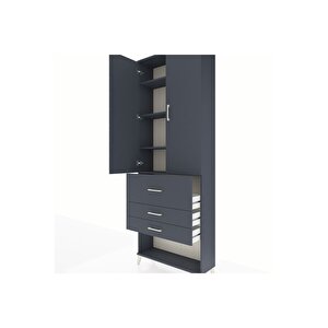 Arges Dolap 4 Raflı 3 Çekmeceli 2 Kapaklı 88x30x243 Antrasit-antrasit