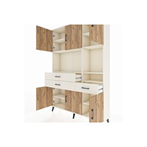 Arges Dolap 9 Raflı 3 Çekmeceli 6 Kapaklı 132x30x195 Aytaşı-çam/aytaşı