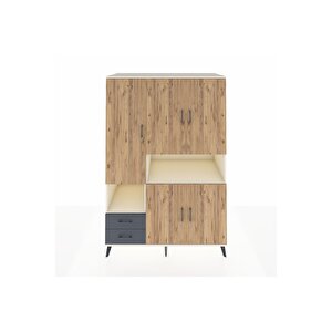 Kronos Dolap 10 Raflı 2 Çekmeceli 5 Kapaklı 132x59x195 Aytaşı-çam/antrasit