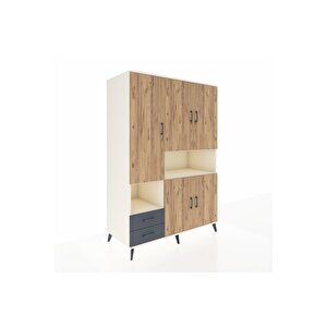 Kronos Dolap 10 Raflı 2 Çekmeceli 5 Kapaklı 132x59x195 Aytaşı-çam/antrasit