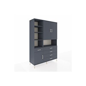 Hyperion Gardrop 8 Raflı 5 Çekmeceli 3 Kapaklı 132x44x195 Antrasit-antrasit