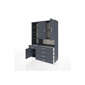 Hyperion Gardrop 8 Raflı 5 Çekmeceli 3 Kapaklı 132x44x195 Antrasit-antrasit