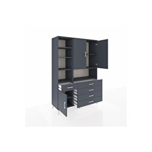 Hyperion Gardrop 8 Raflı 5 Çekmeceli 3 Kapaklı 132x44x195 Antrasit-antrasit