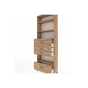 Arges Dolap 4 Raflı 4 Çekmeceli 88x30x243 Çam-çam