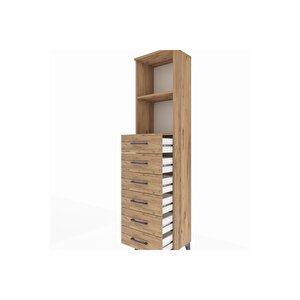 Arges Dolap 2 Raflı 6 Çekmeceli 44x30x182 Çam-çam