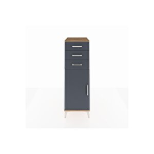 Kronos Dolap 2 Raflı 3 Çekmeceli Tek Kapaklı 44x59x134 Çam-antrasit