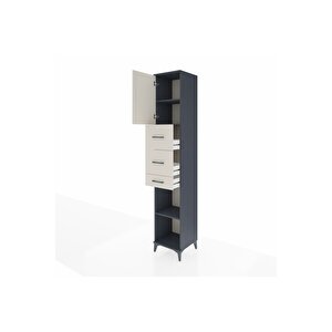 Hyperion Dolap 3 Raflı 3 Çekmeceli Tek Kapaklı 44x44x243 Antrasit-aytaşı