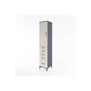 Hyperion Dolap 2 Raflı 5 Çekmeceli Tek Askılı 44x44x221 Antrasit-aytaşı