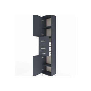 Arges Dolap 3 Raflı 3 Çekmeceli 2 Kapaklı 44x30x221 Antrasit-antrasit