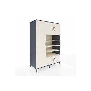 Kronos Dolap 10 Raflı 5 Kapaklı 132x59x195 Antrasit-aytaşı/aytaşı