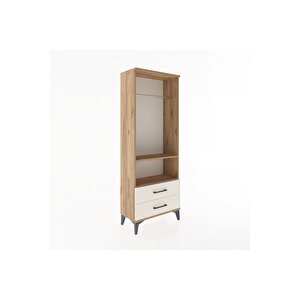 Arges Dolap 2 Raflı 2 Çekmeceli Tek Askılı 60x30x163 Çam-aytaşı