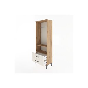 Arges Dolap 2 Raflı 2 Çekmeceli Tek Askılı 60x30x163 Çam-aytaşı