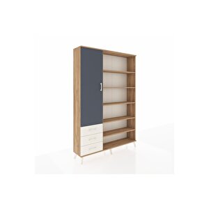 Arges Dolap 9 Raflı 3 Çekmeceli 3 Kapaklı 132x30x195 Çam-antrasit/aytaşı