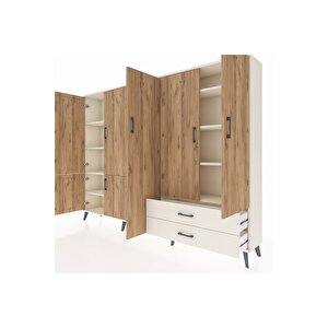 Arges Dolap 12 Raflı 2 Çekmeceli 7 Kapaklı 220x30x163 Aytaşı-çam/aytaşı