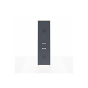 Arges Dolap 4 Raflı 2 Çekmeceli 4 Kapaklı 60x30x221 Aytaşı-antrasit