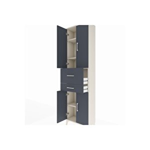 Arges Dolap 4 Raflı 2 Çekmeceli 4 Kapaklı 60x30x221 Aytaşı-antrasit