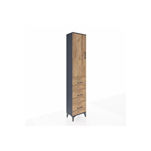 Arges Dolap 3 Raflı 3 Çekmeceli Tek Kapaklı 44x30x221 Antrasit-çam