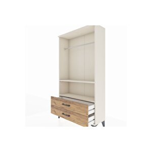 Arges Dolap 2 Raflı 2 Çekmeceli Tek Askılı 88x30x163 Aytaşı-çam
