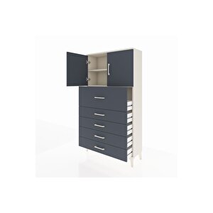 Arges Dolap 2 Raflı 5 Çekmeceli 2 Kapaklı 88x30x163 Aytaşı-antrasit