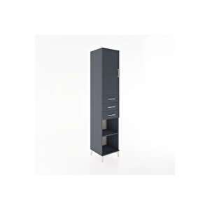Hyperion Dolap 4 Raflı 3 Çekmeceli Tek Kapaklı 44x44x221 Antrasit-antrasit
