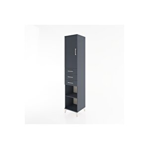 Hyperion Dolap 4 Raflı 3 Çekmeceli Tek Kapaklı 44x44x221 Antrasit-antrasit