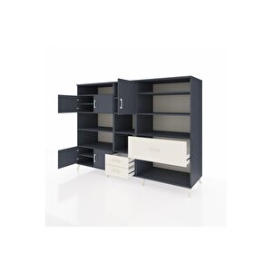 Kronos Dolap 13 Raflı 3 Çekmeceli 5 Kapaklı 220x59x163 Antrasit-antrasit/aytaşı