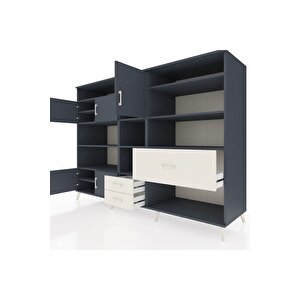 Kronos Dolap 13 Raflı 3 Çekmeceli 5 Kapaklı 220x59x163 Antrasit-antrasit/aytaşı