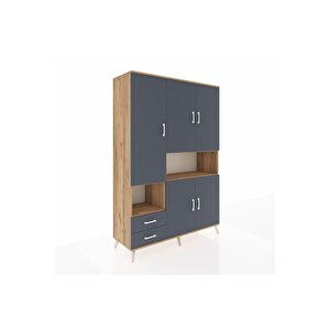 Hyperion Gardrop 10 Raflı 2 Çekmeceli 5 Kapaklı 132x44x195 Çam-antrasit