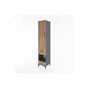 Hyperion Dolap 4 Raflı 2 Çekmeceli Tek Kapaklı 44x44x221 Antrasit-çam