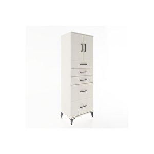 Hyperion Dolap Tek Raflı 5 Çekmeceli 2 Kapaklı 60x44x182 Aytaşı-aytaşı