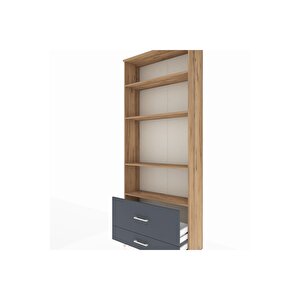 Arges Dolap 4 Raflı 2 Çekmeceli 88x30x221 Çam-antrasit