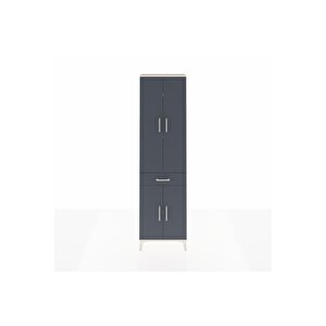 Arges Dolap 4 Raflı Tek Çekmeceli 4 Kapaklı 60x30x221 Aytaşı-antrasit