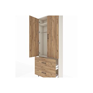 Arges Dolap 2 Raflı 2 Çekmeceli Tek Askılı 88x30x221 Aytaşı-çam