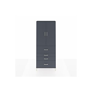 Arges Dolap 2 Raflı 4 Çekmeceli 2 Kapaklı 88x30x221 Antrasit-antrasit