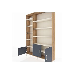 Arges Dolap 10 Raflı 3 Kapaklı 132x30x195 Çam-antrasit/aytaşı