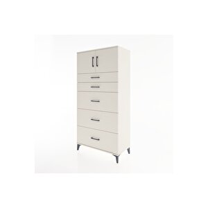 Hyperion Dolap Tek Raflı 5 Çekmeceli 2 Kapaklı 88x44x182 Aytaşı-aytaşı