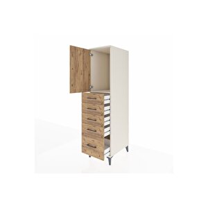 Kronos Dolap Tek Raflı 5 Çekmeceli Tek Kapaklı 44x59x182 Aytaşı-çam
