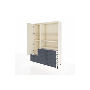 Hyperion Dolap 7 Raflı 6 Çekmeceli Tek Kapaklı  132x44x195 Aytaşı-aytaşı/antrasit