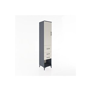 Hyperion Dolap 2 Raflı 3 Çekmeceli Tek Askılı 44x44x221 Antrasit-aytaşı