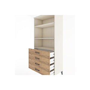 Hyperion Dolap 3 Raflı 4 Çekmeceli 88x44x182 Aytaşı-çam