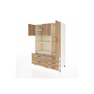 Kronos Dolap 7 Raflı 5 Çekmeceli 3 Kapaklı 132x59x195 Aytaşı-çam/çam