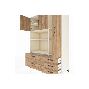 Kronos Dolap 7 Raflı 5 Çekmeceli 3 Kapaklı 132x59x195 Aytaşı-çam/çam