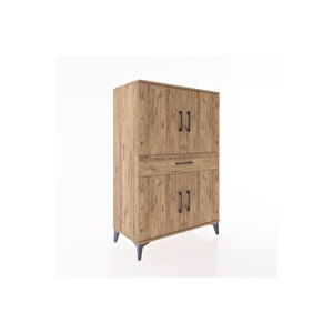 Hyperion Dolap 3 Raflı Tek Çekmeceli 4 Kapaklı 88x44x134 Çam-çam