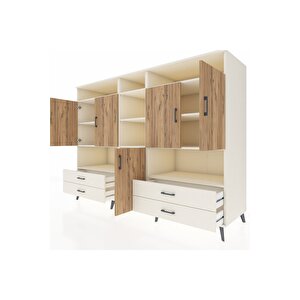 Kronos Dolap 12 Raflı 4 Çekmeceli 5 Kapaklı 220x59x163 Aytaşı-çam/aytaşı